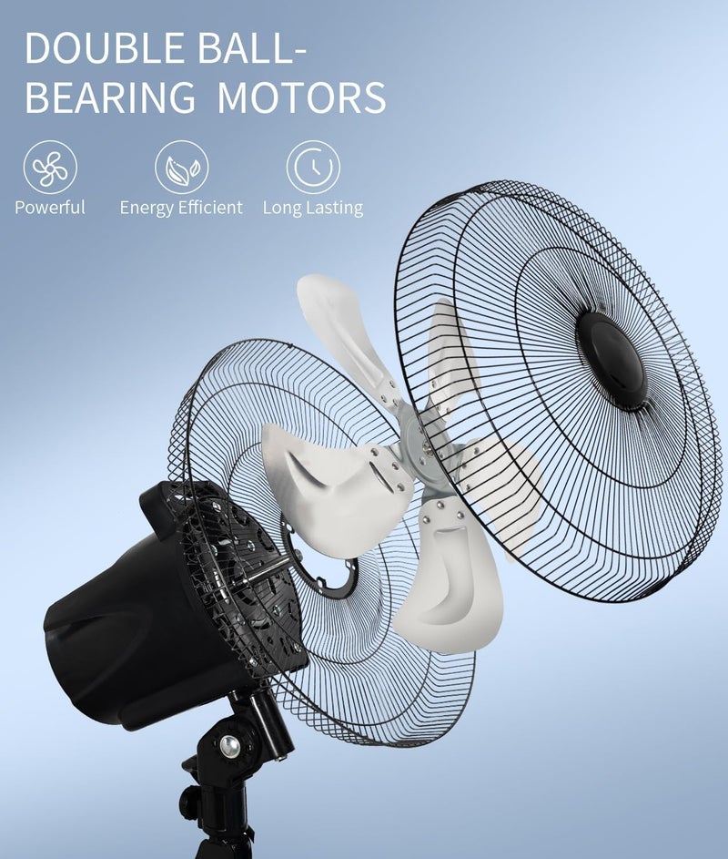 Beestar 18 inch High Velocity Wall Mount Fan Oscillating,Industrial Fan with 5 Speed Ventilation,90 Degree Horizontal Oscillation,Heavy Duty Metal Fan for Warehouse,Greenhouse and Basement - Image 2